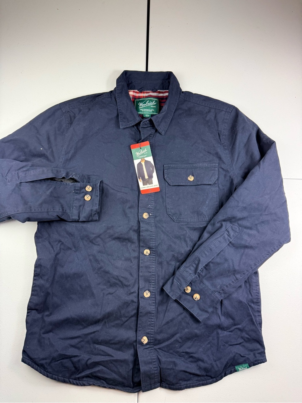 Woolrich Navy Button-Front Workshirt Jacket new